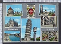 N4151 SOUVENIR DI PISA VEDUTE E STEMMA ACQUERELLATA Viaggiata