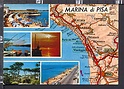 P8801 MARINA DI PISA VEDUTE E CARTA AUTOMOBILISTICA MAP VG