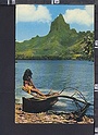 ZO6349 TAHITI MOOREA GIRL STAMP FISHERMAN PESCA RETE VG