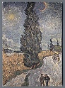 T4510 ARTE VINCENT VAN GOGH STRADA CON CIPRESSO SOTTO IL CIELO STELLATO SAINT REMY