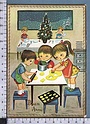 S645 AUGURALE BUON ANNO ILLUSTRAZIONE BAMBINI CHE PREPARANO DOLCI VG