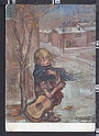 P2375 ILLUSTRAZIONE FIRMATA ZANDRINO BAMBINO CON CHITARRA E SALMO SUL RETRO