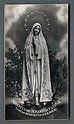 EM1952 MADONNA DEL ROSARIO DI FATIMA STATUA BENEDETTA DA SS. PIO XI BORDO DORATO